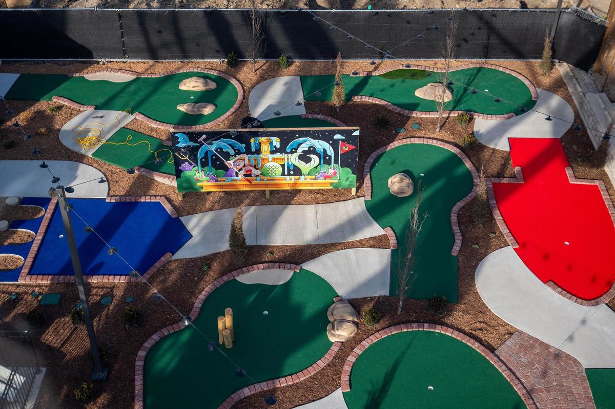 Minigolf course is available for guests to play at Pennway Point district on Wednesday, Dec. 13, 2023, in Kansas City.