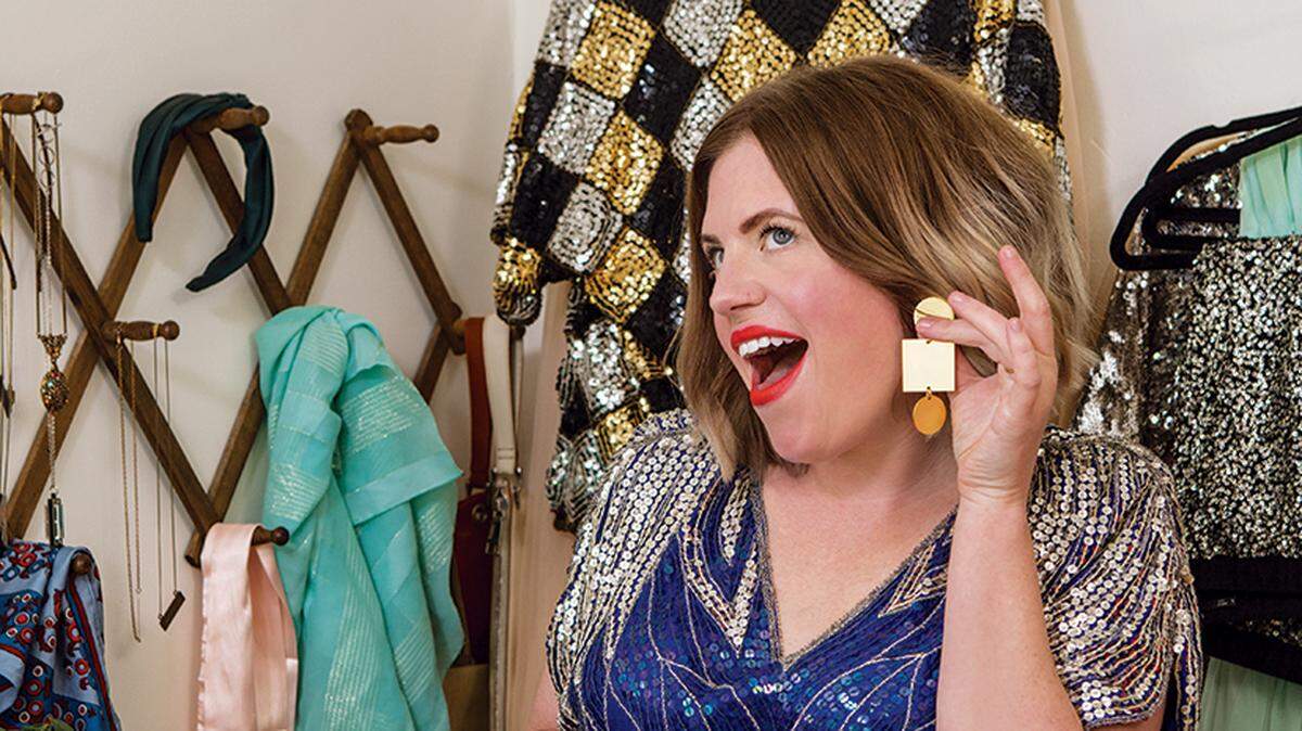 Emily Farris loves a party with a themed dress code — especially when there are sequins involved.
