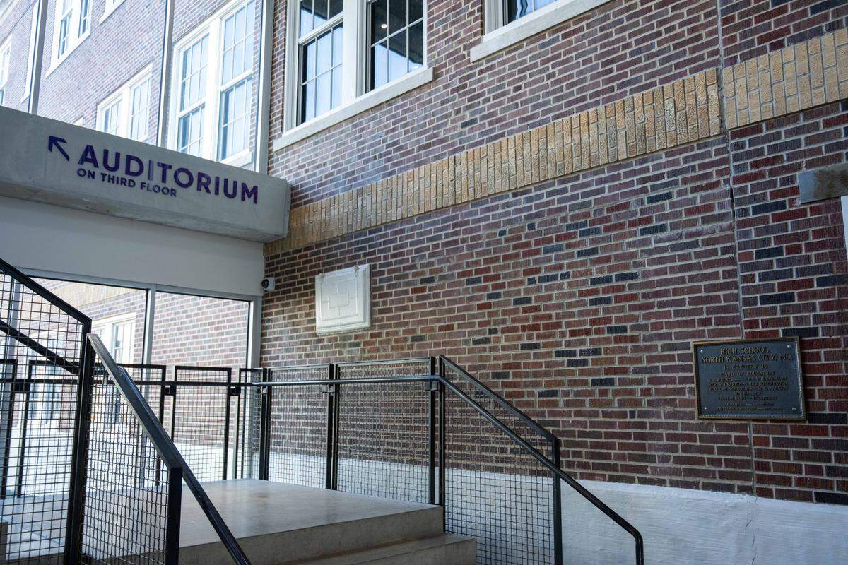 The original North Kansas City High School building meets the new building in a practical way, Wednesday, March 25, 2026, in North Kansas City. “Northtown” is celebrating 100 years of service to the community this year.