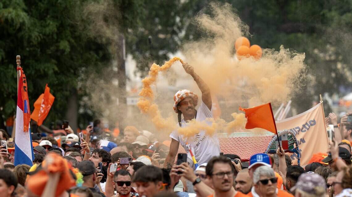 Scenes from inside the Orange Walk in Kansas City ahead of World Cup match
