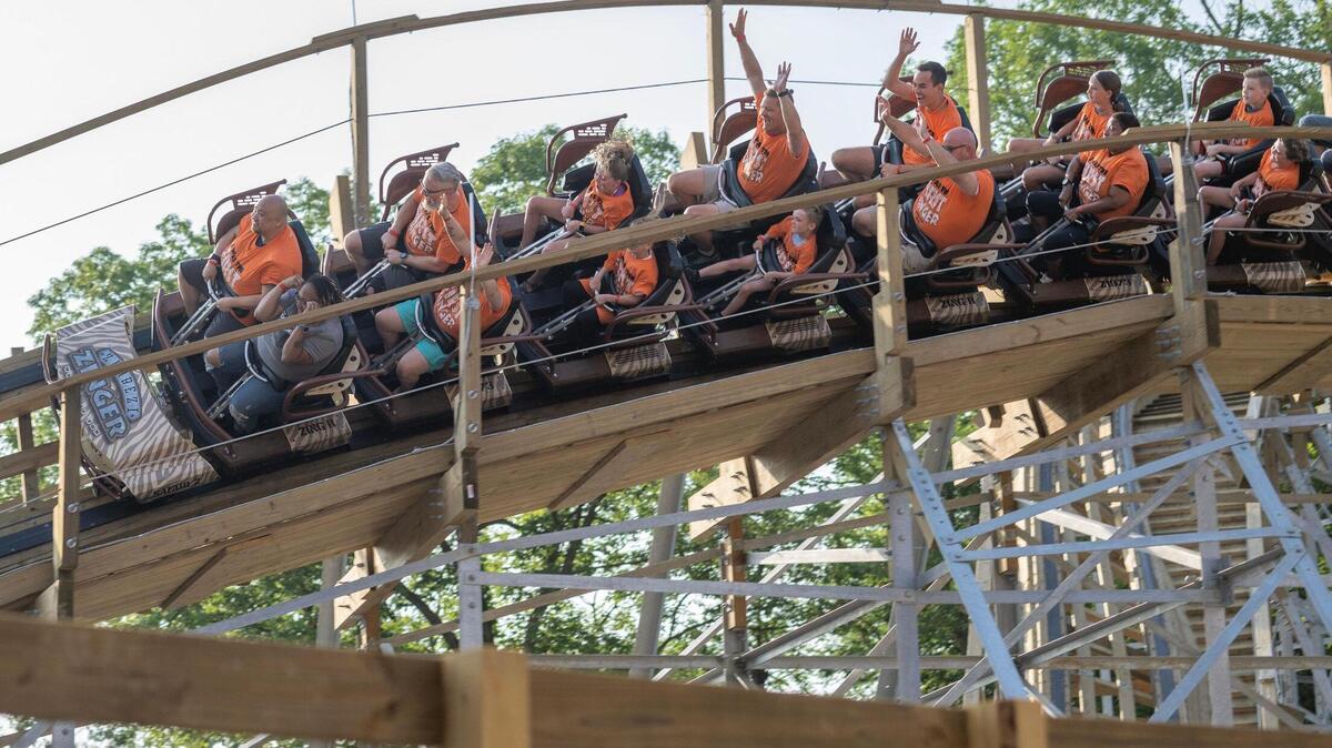 On Monday, Kansas City police confirmed a gunfire report at Worlds of Fun on Saturday was caused by fireworks. No injuries occurred, except for an unrelated incident. This photo shows the Zambezi Zinger rollercoaster at Worlds of Fun on June 16, 2023.