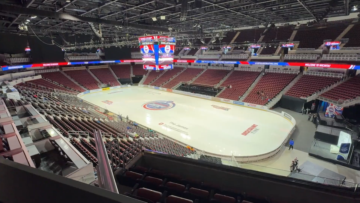 Intrust Bank Arena’s hockey rink has become a figure skating rink.