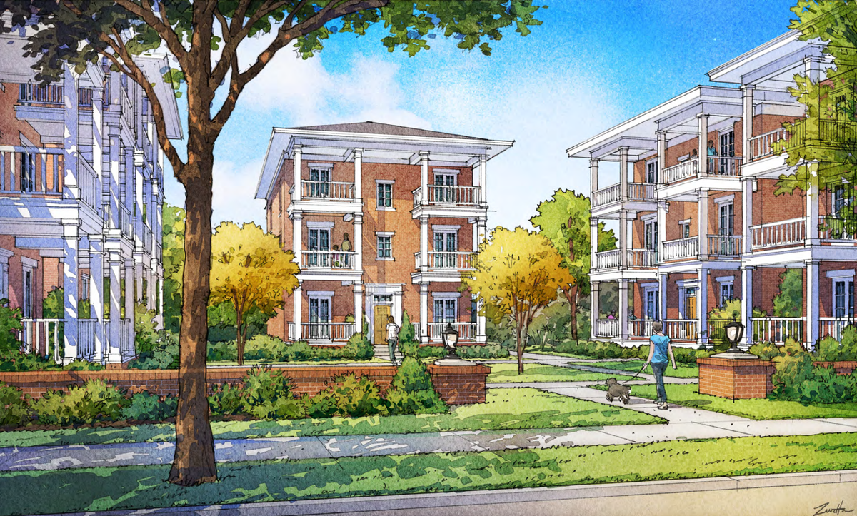 An early drawing of new apartments Kansas City Life Insurance has proposed building in the Valentine neighborhood followin demolition.