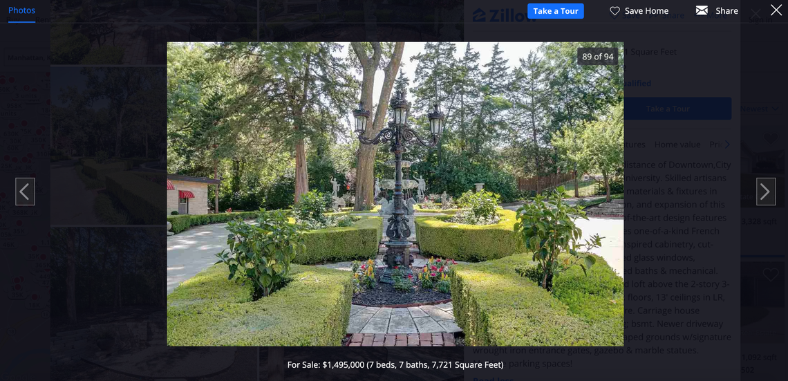 The home sits on roughly 1.5 acres.