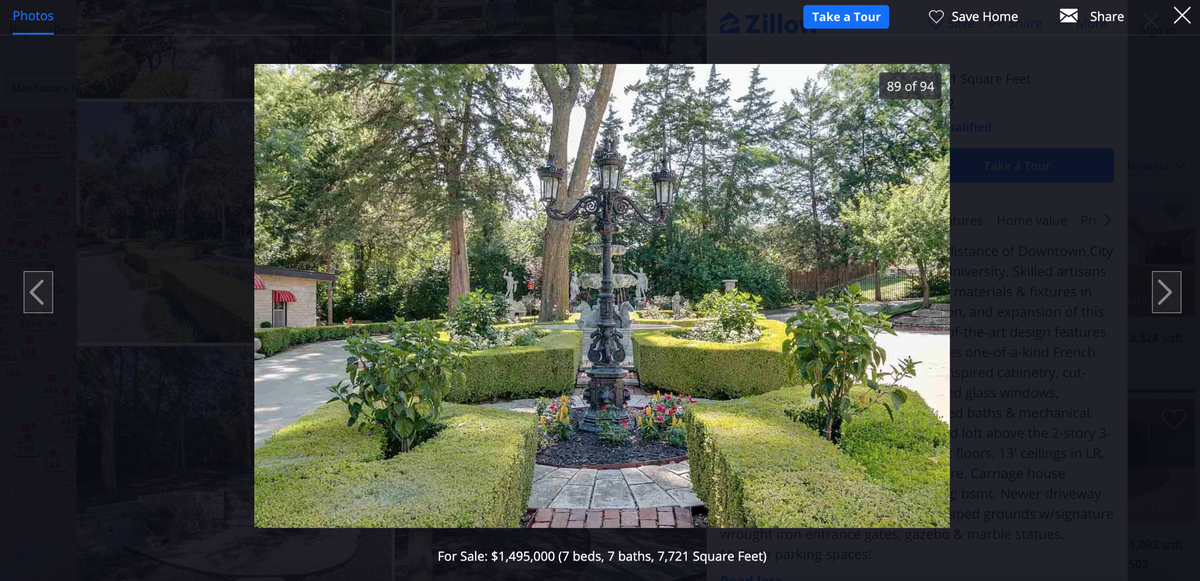 The home sits on roughly 1.5 acres.