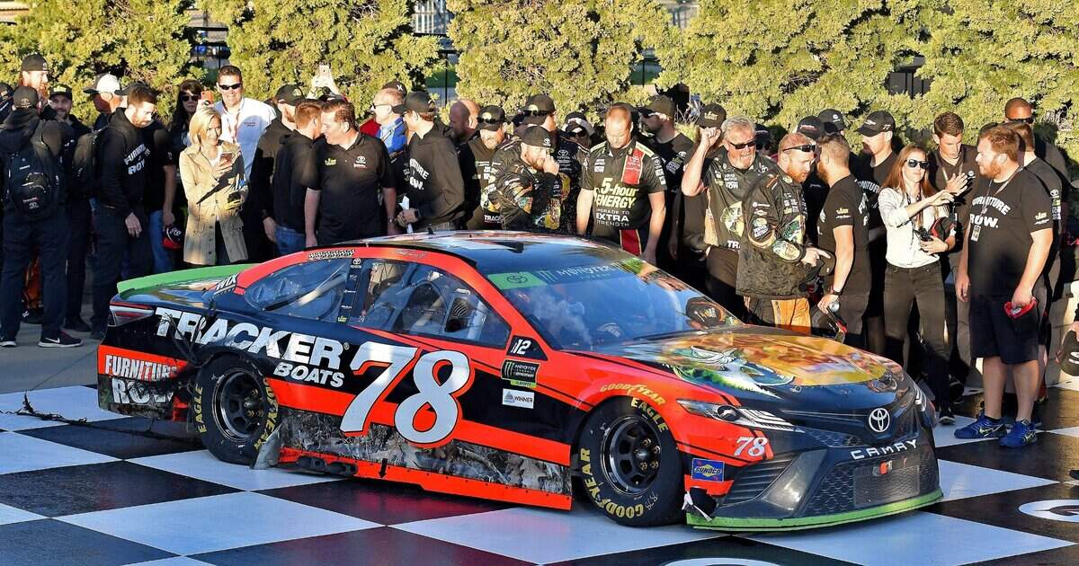The celebration was muted after Martin Truex’s 2017 Hollywood Casino 400 victory at Kansas Speedway. Crew member Jim Watson had died of a heart attack the night before in nearby Raytown, Missouri.