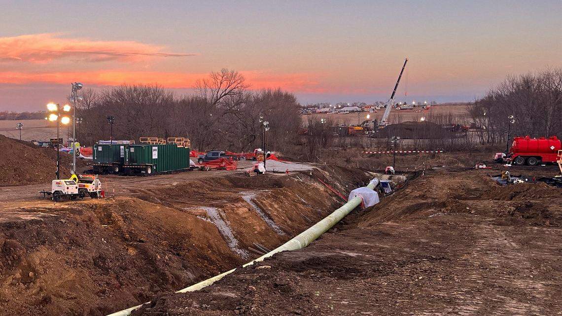 An excavated and repaired section of the Cushing Extension of the Keystone Pipeline in Washington County, Kansas in 2022.