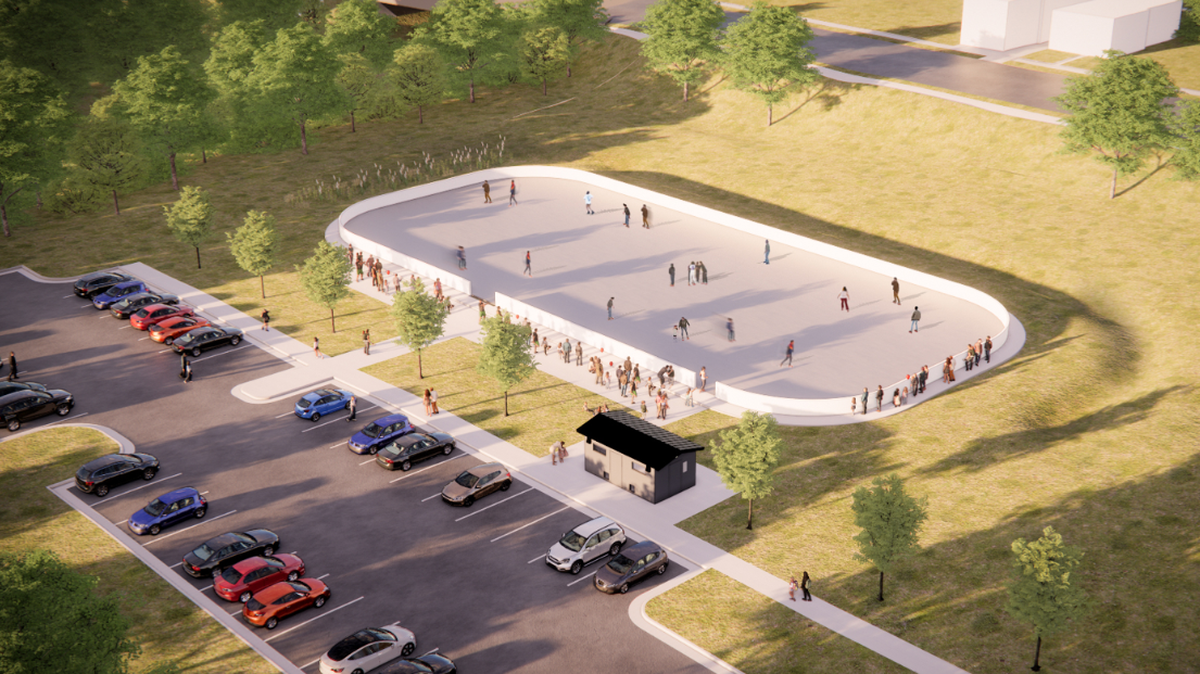 A rendering of a planned new roller rink at Blues Park, near the 18th & Vine Historic Jazz District.