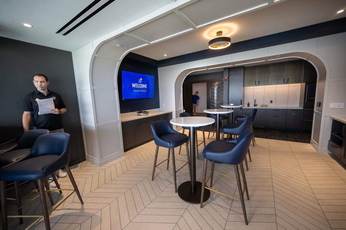 A Founders Suite at David Booth Kansas Memorial Stadium on Tuesday, Aug. 19, 2025, at the University of Kansas in Lawrence.