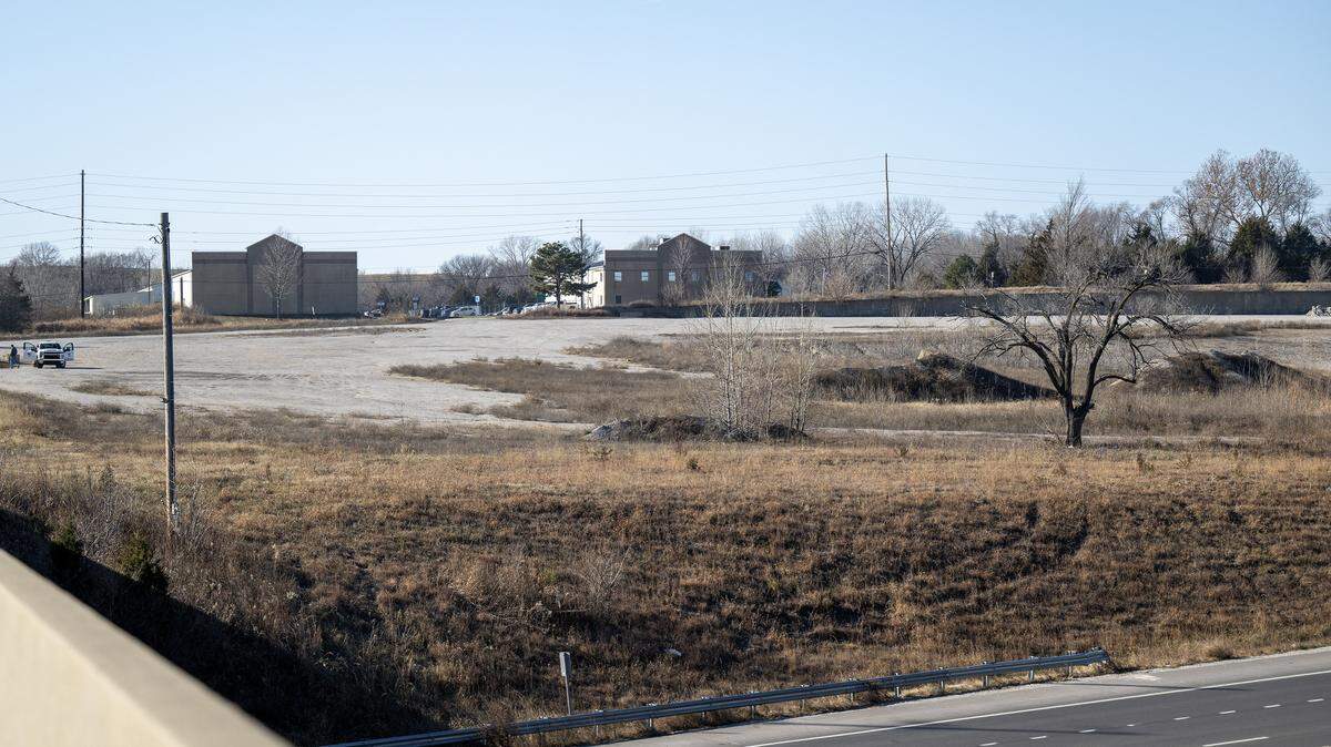 A vacant lot at 4601 State Ave., the former site of the Indian Springs Shopping Center, is pictured Monday, Dec. 15, 2025, in Kansas City, Kansas.