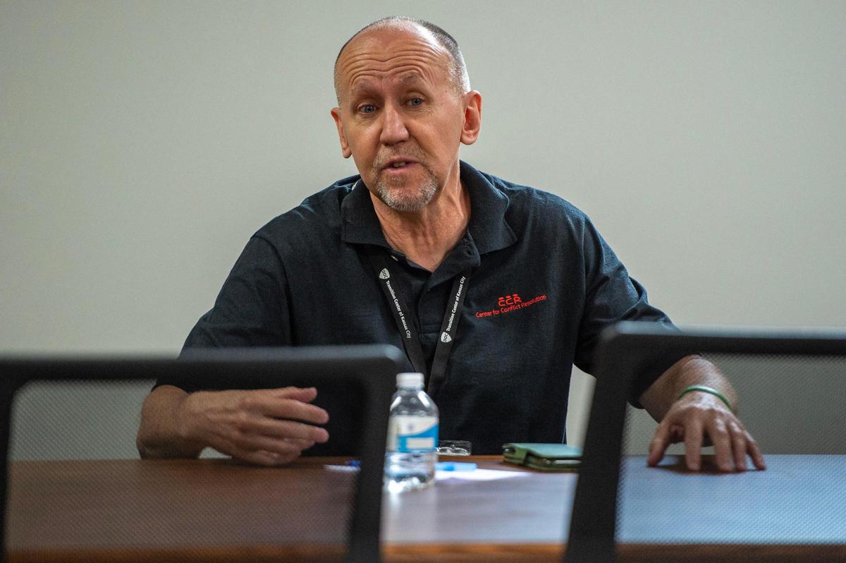 Gregory Winship, restorative justice strategist, speaks about the opportunities that the Transition Center of Kansas City offers for its residents on Thursday, June 29, 2023, in Kansas City.