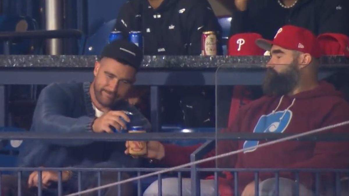 The Kelce brothers shared a toast.