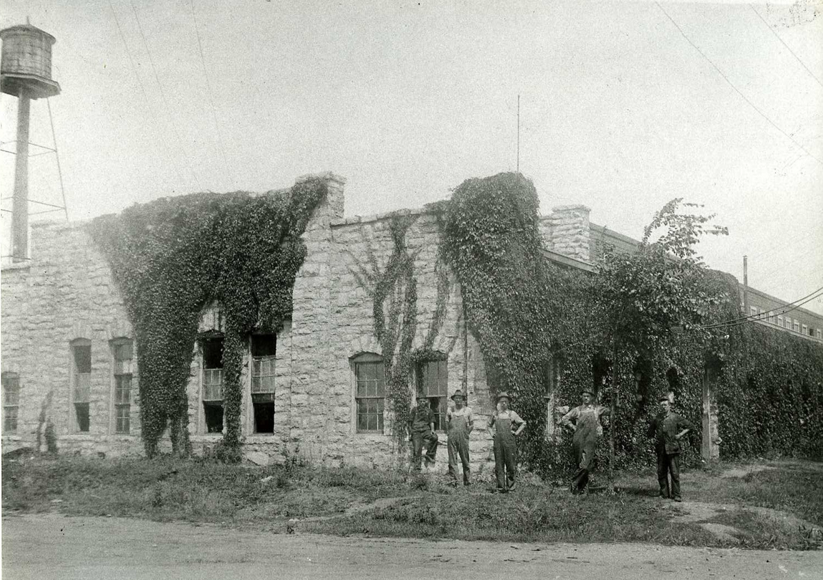 Strang Line Car Barn circa 1910. It opened in the early 1900s, storing cars that ran Strang Line, from Johnson County to Kansas City.