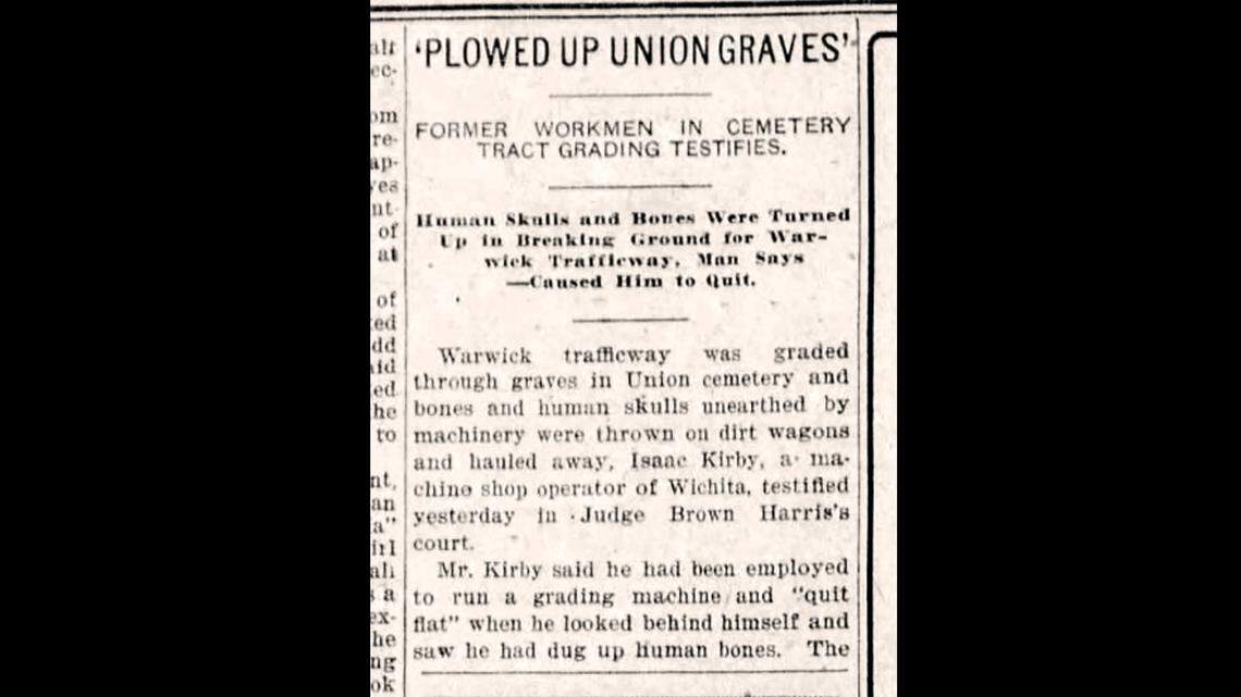“I never had worked where I had to destroy graves and, you can let me tell you, I never will,” Isaac Kirby of Wichita testified in a 1927 hearing against the cemetery.