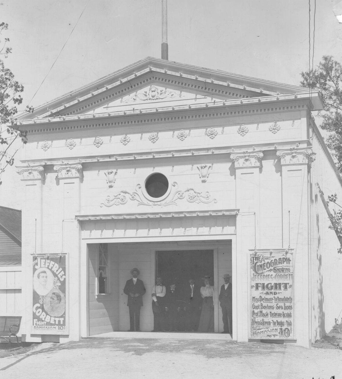 The Cineograph Theater (open 1900-1909 approximately) at Electric Park, seen in 1900