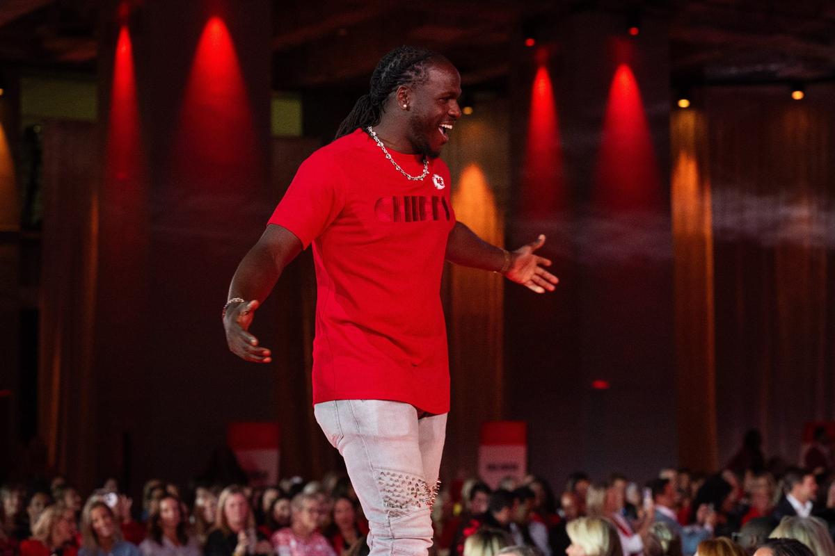 Former Kansas City Chiefs player Jamaal Charles walks on the runway at the 13th Annual Chiefs Style Lounge Tuesday at The LEX in downtown Kansas City.