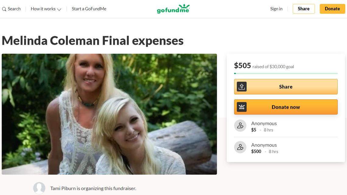 A GoFundMe fundraising page has been set up to pay for funeral expenses for Melinda Coleman, who took her life four months after her daughter, Daisy Coleman, died by suicide.