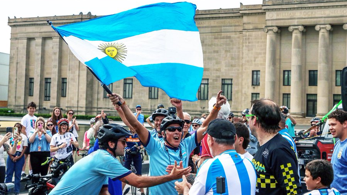 Three cyclists from Argentina pedaled more than 10,000 miles to Kansas City in order to be with their national soccer team in advance of the 2026 FIFA World Cup. The cyclists arrived in KC, where Argentina is training and will play June 16, on Tuesday, June 2, 2026.