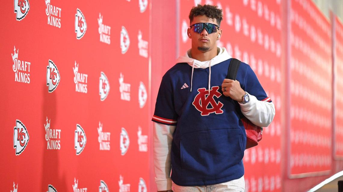 Kansas City Chiefs quarterback Patrick Mahomes arrives to play the New Orleans Saints on Monday, Oct. 7, 2024, at GEHA Field at Arrowhead Stadium.