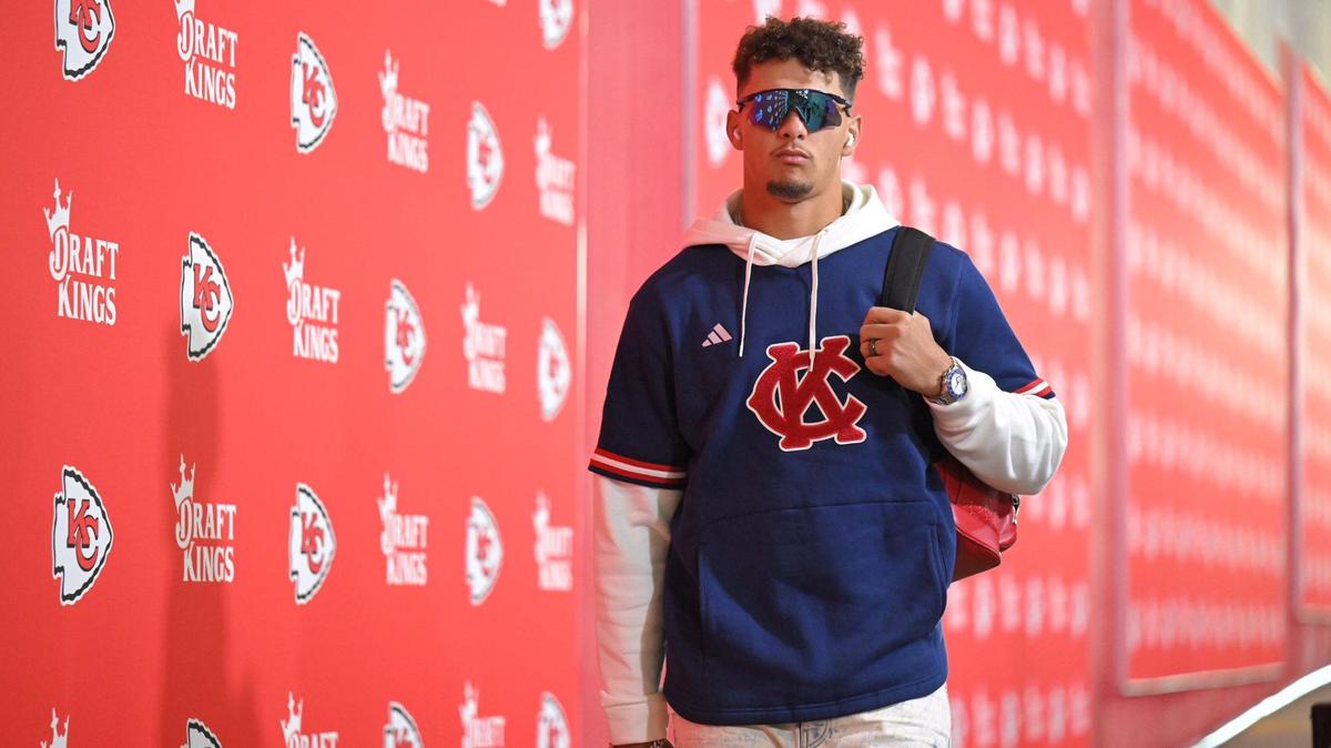 Kansas City Chiefs quarterback Patrick Mahomes arrives to play the New Orleans Saints on Monday, Oct. 7, 2024, at GEHA Field at Arrowhead Stadium.
