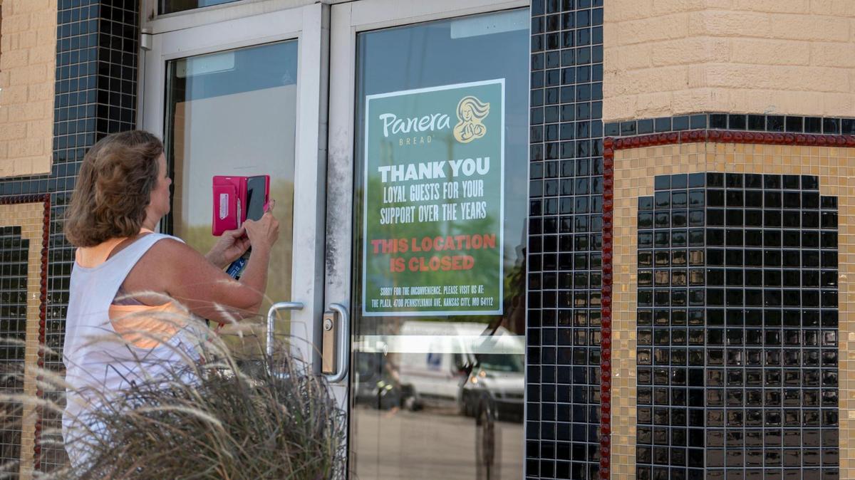Andrea Grisafe-Pont on Friday took a photo of the sign posted on the front entrance of Panera Bread in Brookside saying it is closed.