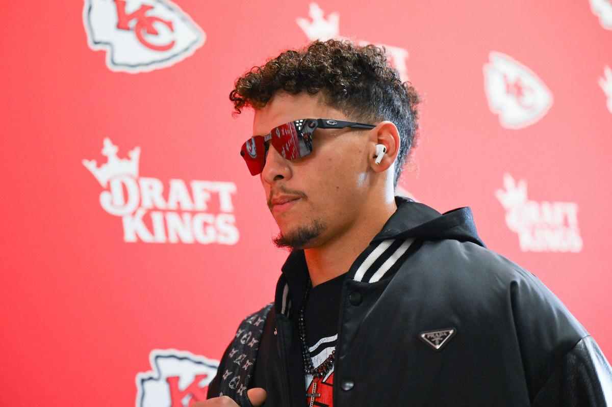 Kansas City Chiefs quarterback Patrick Mahomes arrives before the Chiefs’ game with the Las Vegas Raiders on Friday, Nov. 29, 2024, at GEHA Field at Arrowhead Stadium.