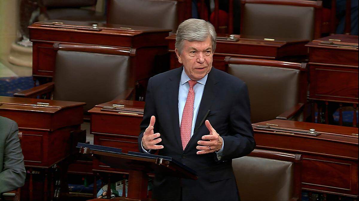 In this image from Senate Television, Sen. Roy Blunt, R-Mo., speaks on the Senate floor on Tuesday, Dec. 6, 2022, in Washington. (Senate Television via AP)
