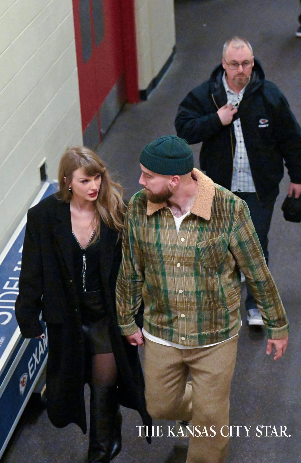 Fans of Taylor Swift and Travis Kelce are convinced she wrote two songs about her romance with the Kansas City Chiefs tight end on her new double album, “The Tortured Poets Department.” Swift and Kelce were spotted leaving Arrowhead Stadium in December, 2023.