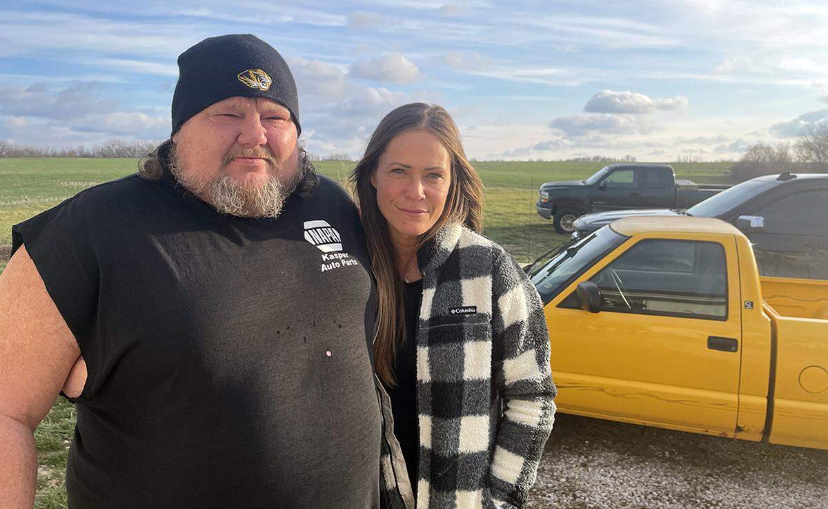 Gavin Kush’s parents Jason Showalter and Erica Kush at Jason’s place not a quarter-mile from where their son was killed.