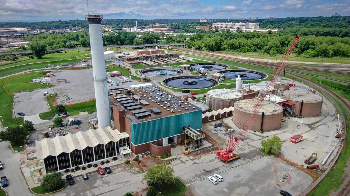 Overnight storms left KC Water’s Blue River Wastewater Treatment Plant, 7300 Hawthorne Rd., without power Saturday, July 10, and the plant was unable to treat wastewater. Untreated wastewater was discharging into the Blue River in Kansas City.