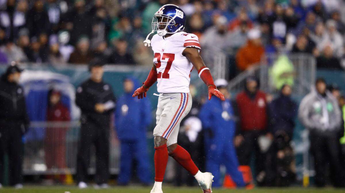 New York Giants’ Deandre Baker plays during the second half of an NFL football game against the Philadelphia Eagles, Monday, Dec. 9, 2019, in Philadelphia. (AP Photo/Matt Rourke)