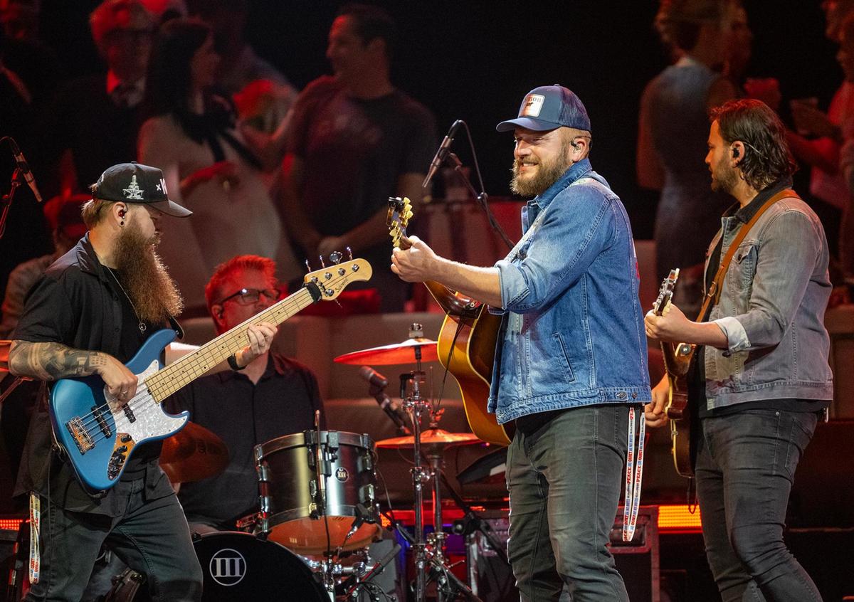 Logan Mize, a country singer, performs at the Big Slick Show on Saturday, May 31, 2025, at the T-Mobile Center in Kansas City.