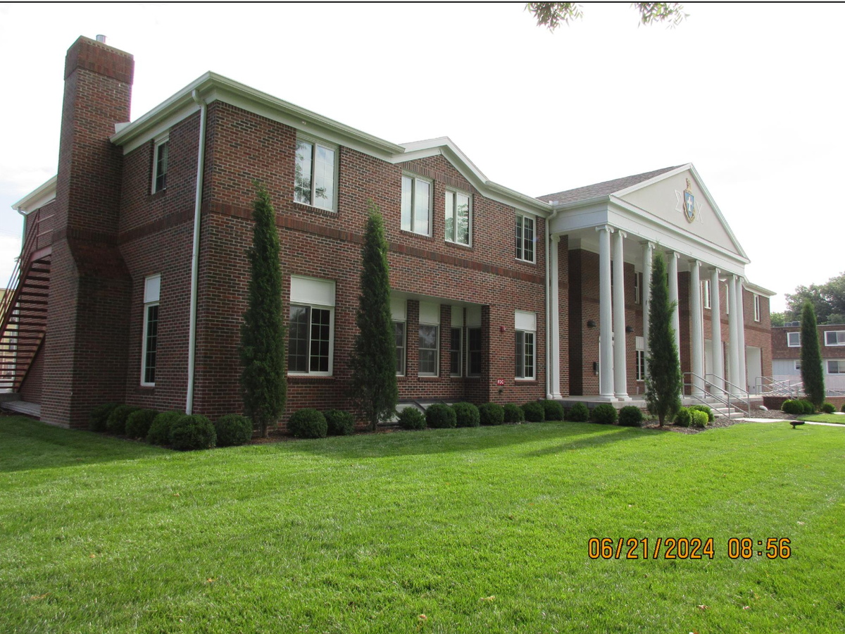 The Sigma Chi house in Manhattan, Kansas, as shown in a 2024 photo from the Riley County appraiser’s office. Jack Fleischaker of Overland Park died after falling from the fraternity house early Saturday morning.