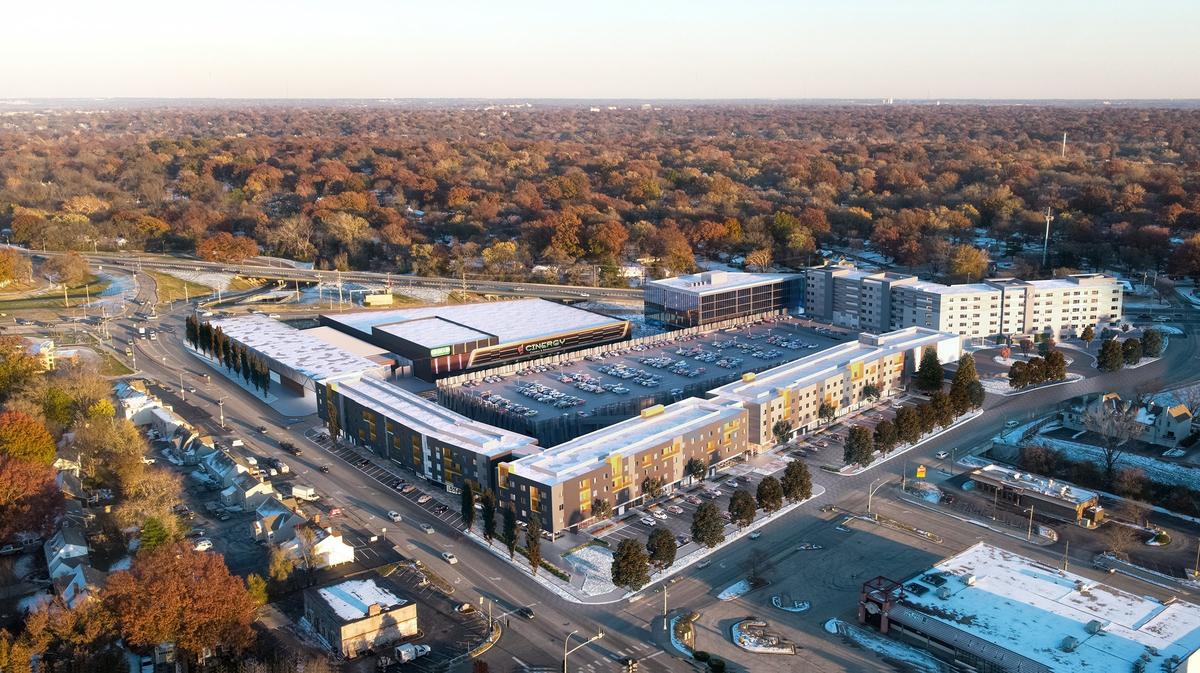 A design rendering of the Mission Gateway development, which is set to include a hotel, apartments, retail, a food hall and entertainment complex.