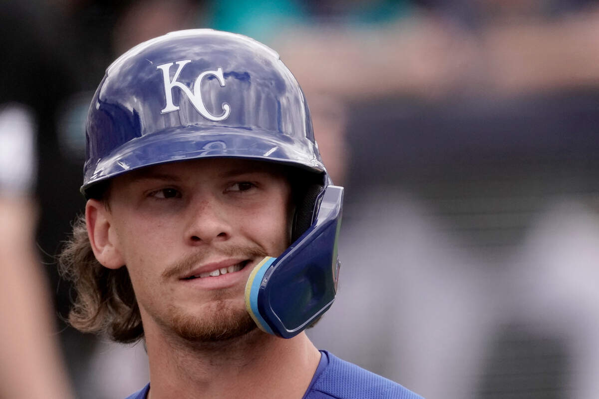 Kansas City Royals third baseman Bobby Witt Jr. waits to bat during the third inning of a spring training game against the Seattle Mariners last Tuesday in Peoria, Ariz.