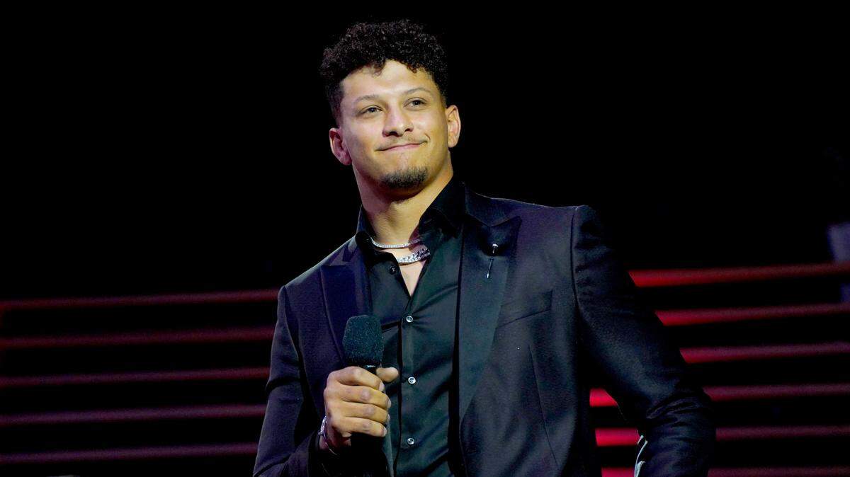 Patrick Mahomes speaks onstage during the 2024 TIME 100 Gala at Jazz at Lincoln Center on April 25, 2024 in New York City.