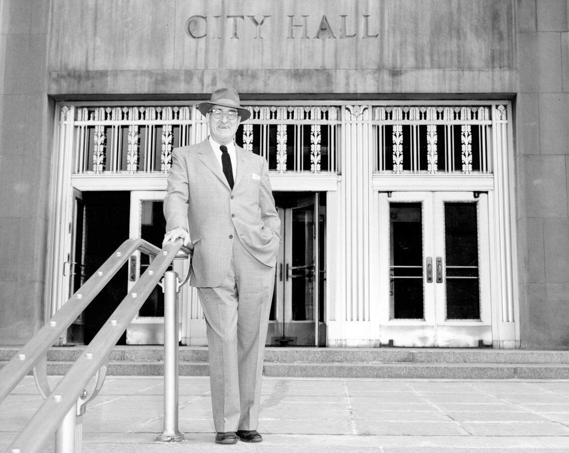 Cookingham on the steps of City Hall. ​