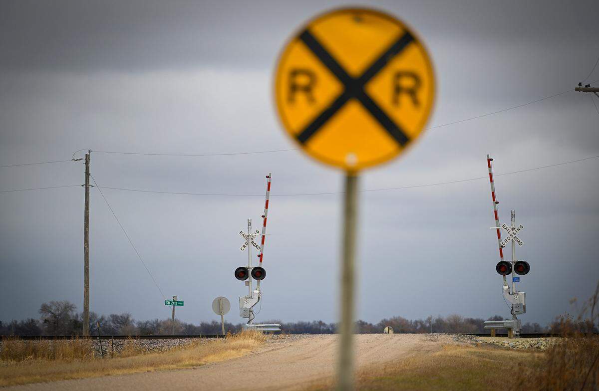 Taylor Koehn died in July 2020 after the tractor he was driving was hit by an oncoming train on the railroad tracks at this crossing near Burrton in rural Harvey County, Kansas.