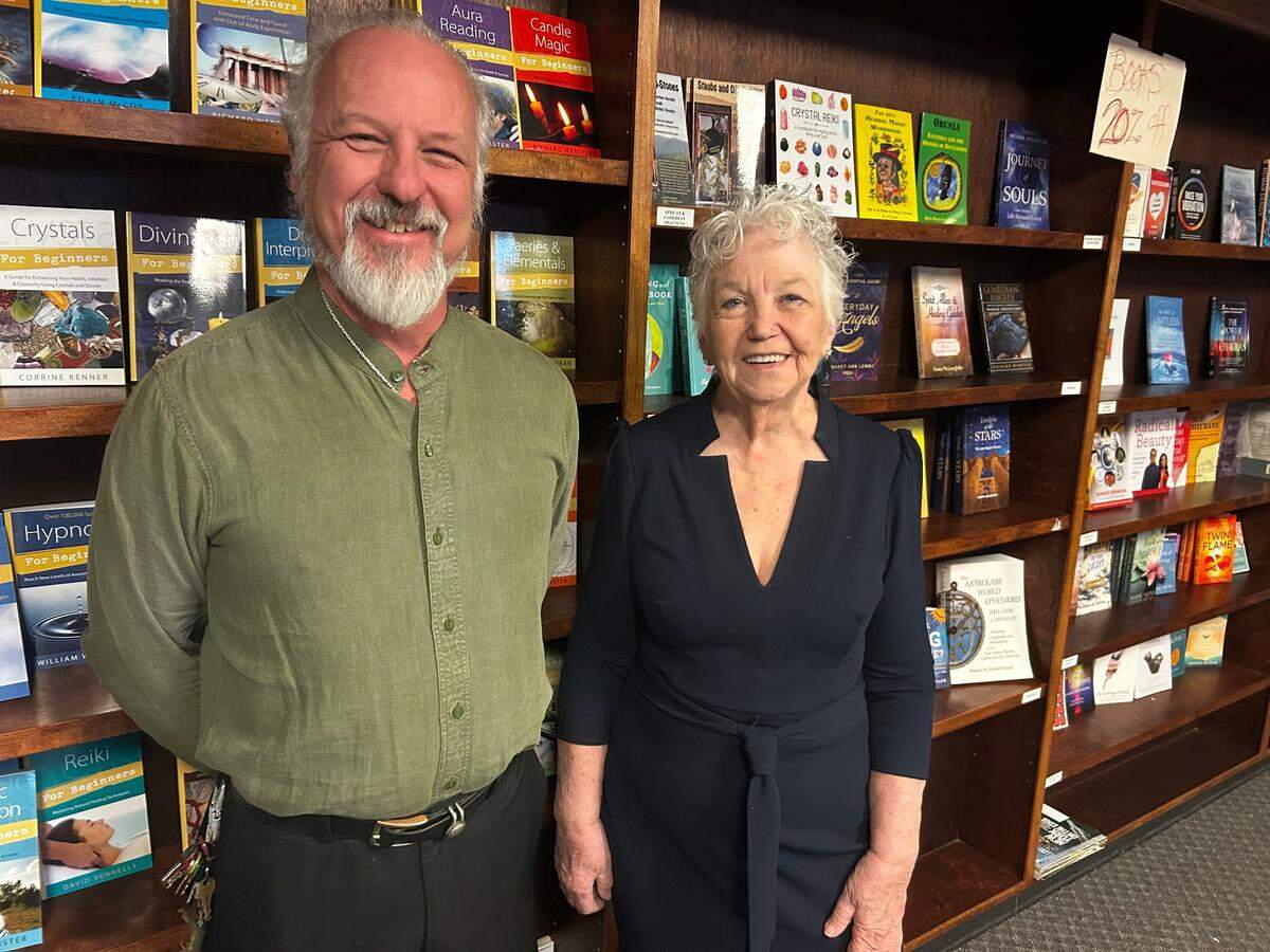 Russell Criswell (left) owns Vulcan’s Forge. His mother, Barbara Criswell, owns Aquarius. They are retiring and closing the businesses.