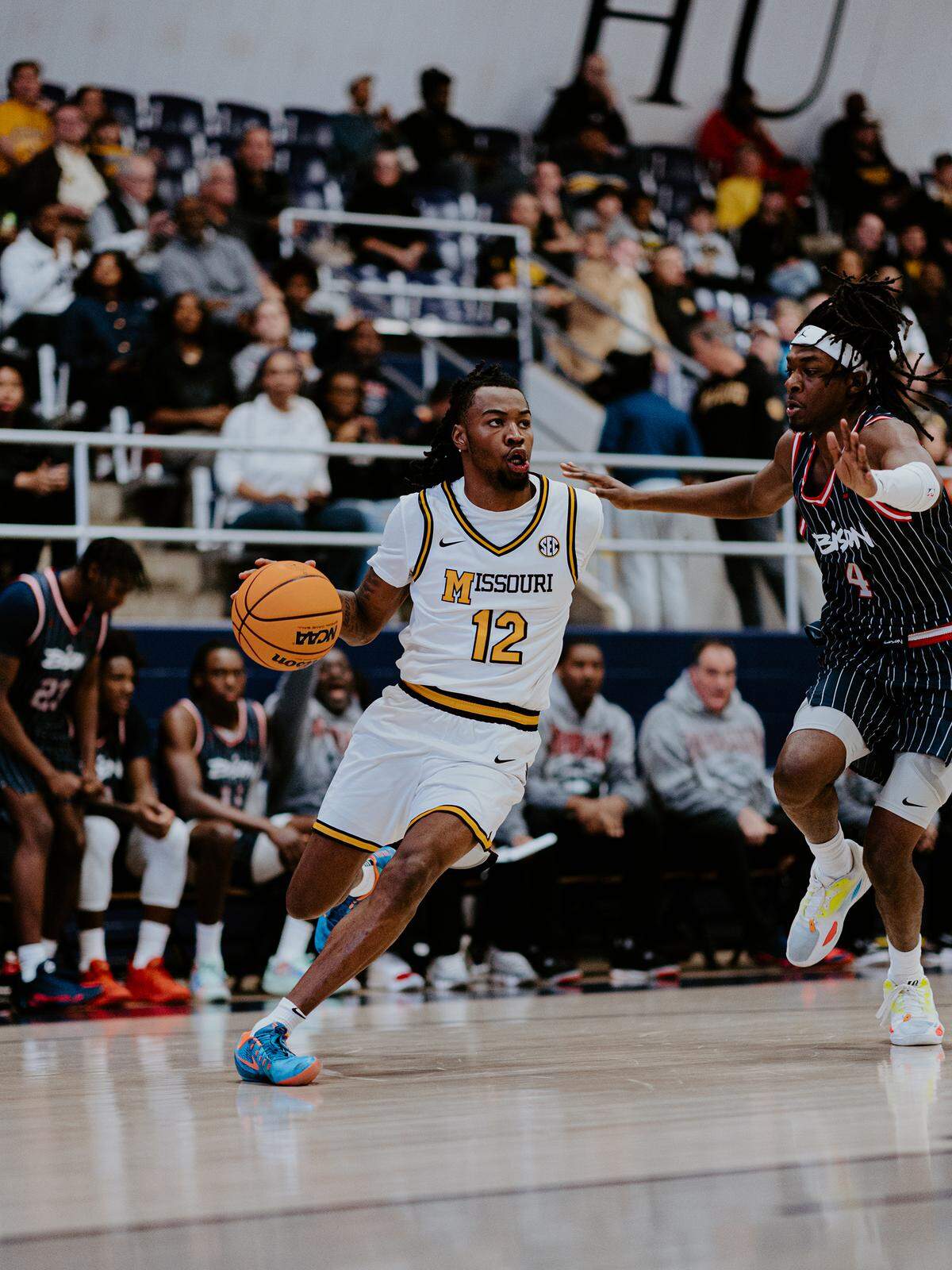 Missouri Tigers guard Sebastian Mack drives to the basket during a game at Howard in Washington, D.C., on Nov. 3, 2025.