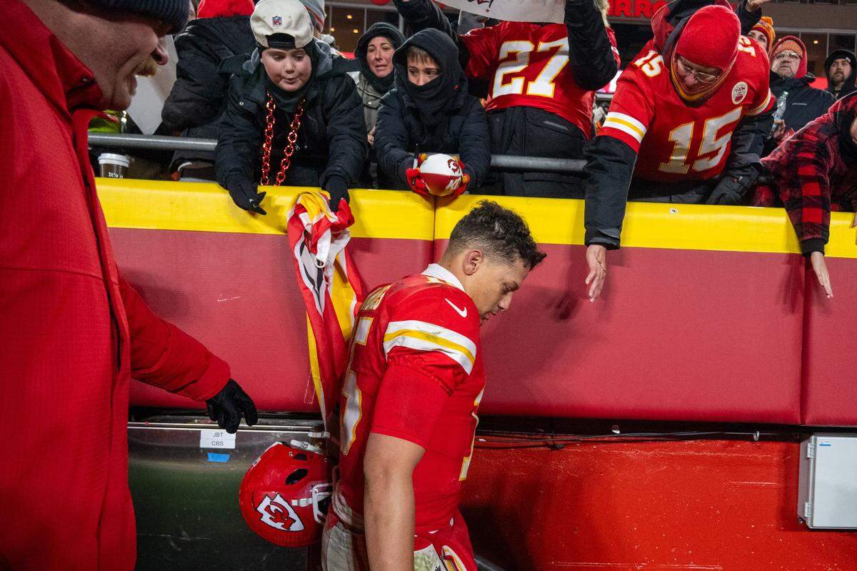 Kansas City quarterback Patrick Mahomes walks off the field following the Chiefs’ loss to the Houston Texans on Sunday, December 7, 2025, at GEHA Field at Arrowhead Stadium.