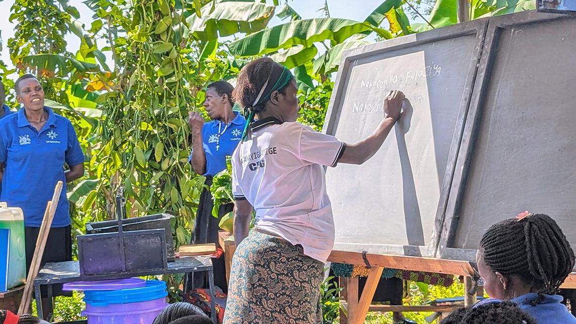 With the help of Kansas City nonprofit Unbound, this young learner shows how she can now write her own name.