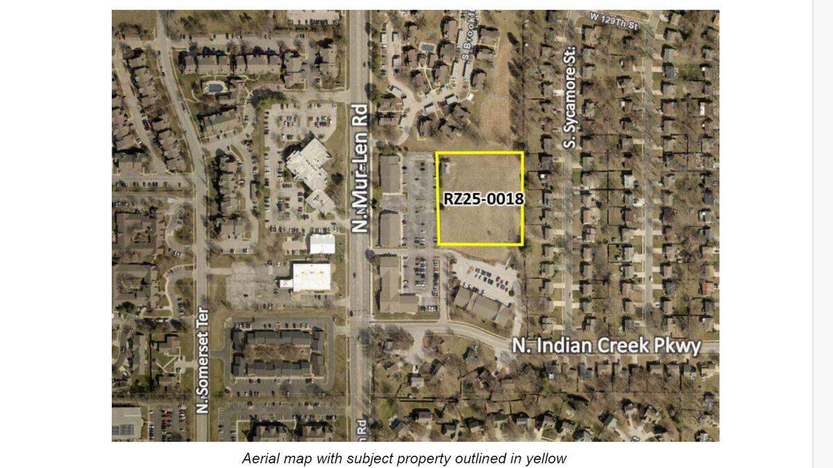 An aerial map showing the proposed site of Solomon’s Porch Assisted Living, 16560 Indian Creek Parkway.