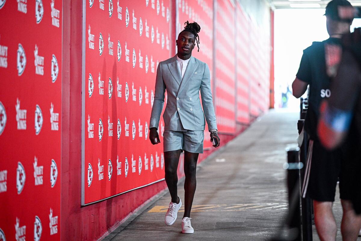 Kansas City Chiefs wide receiver Xavier Worthy arrives for the Chiefs’ game with the Bengals Sunday, Sept. 15, 2024, at GEHA Field at Arrowhead Stadium.