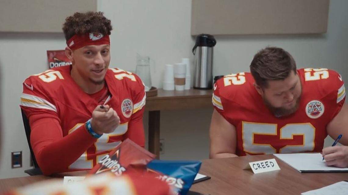 Patrick Mahomes and Creed Humphrey are two of the Chiefs players in the new Doritos commercial.