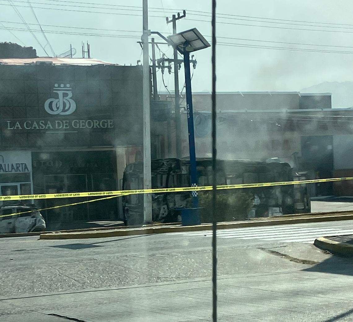 What remains of a bus set ablaze in Puerto Vallarta, photographed by Star columnist Vahe Gregorian while on a trip with his wife, Cindy, in February 2026.