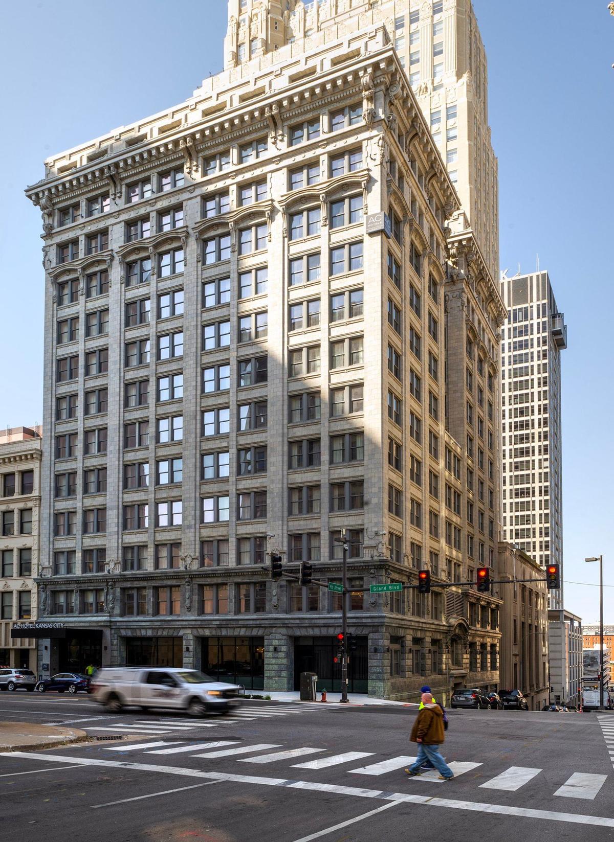 The AC Hotel Kansas City Downtown opened with 239 rooms on Oct. 10 in the historic Rialto Building, which dates back to about 1910. Located at 906 Grand Blvd., the building underwent a $73 million renovation.