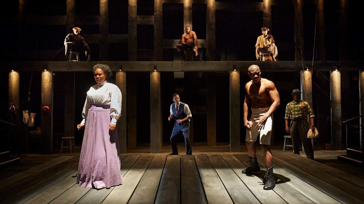 The cast of “The Royale” at Pittsburgh’s City Theatre Company, directed by the Rep’s now artistic director Stuart Carden. The Rep will present the play about boxer Jack Johnson around the community in March.