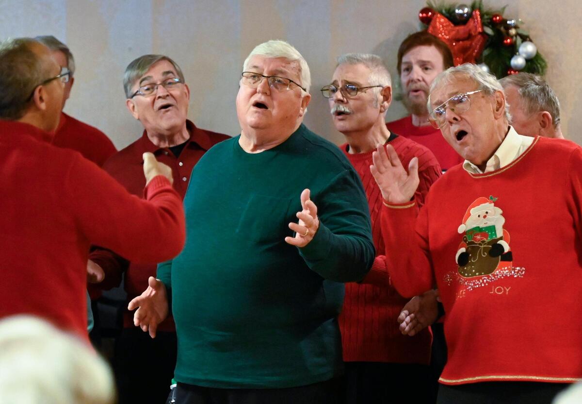 Members of the Heart of America Chorus belted out Christmas carols during a Dec. 17 stop at the Brookdale Overland Park senior living community as part of their 2022 Caroling Caravan.