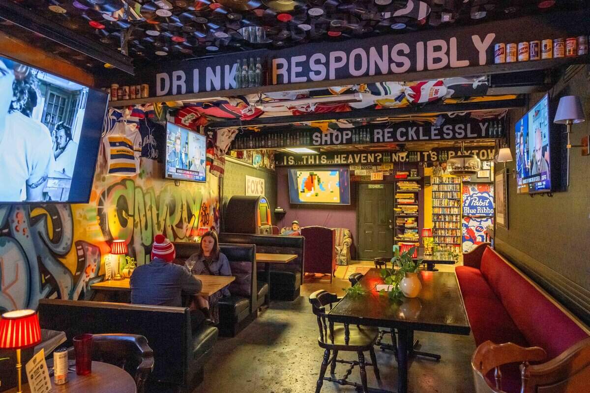 The bar is a unique feature for a vintage clothing shop, but one that the owner’s feel fits with their unique style.